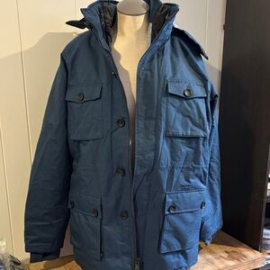 Hoodlamb Men's Deep Blue Military Style  Jacket Blue NWOT With Dust Bag Size M